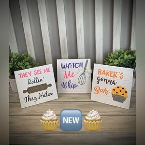 Kitchen 3Pcs~New Art~ For Your Home Kitchen, Bakery or Cafe Cute Text-Design🧁🆕🧁-